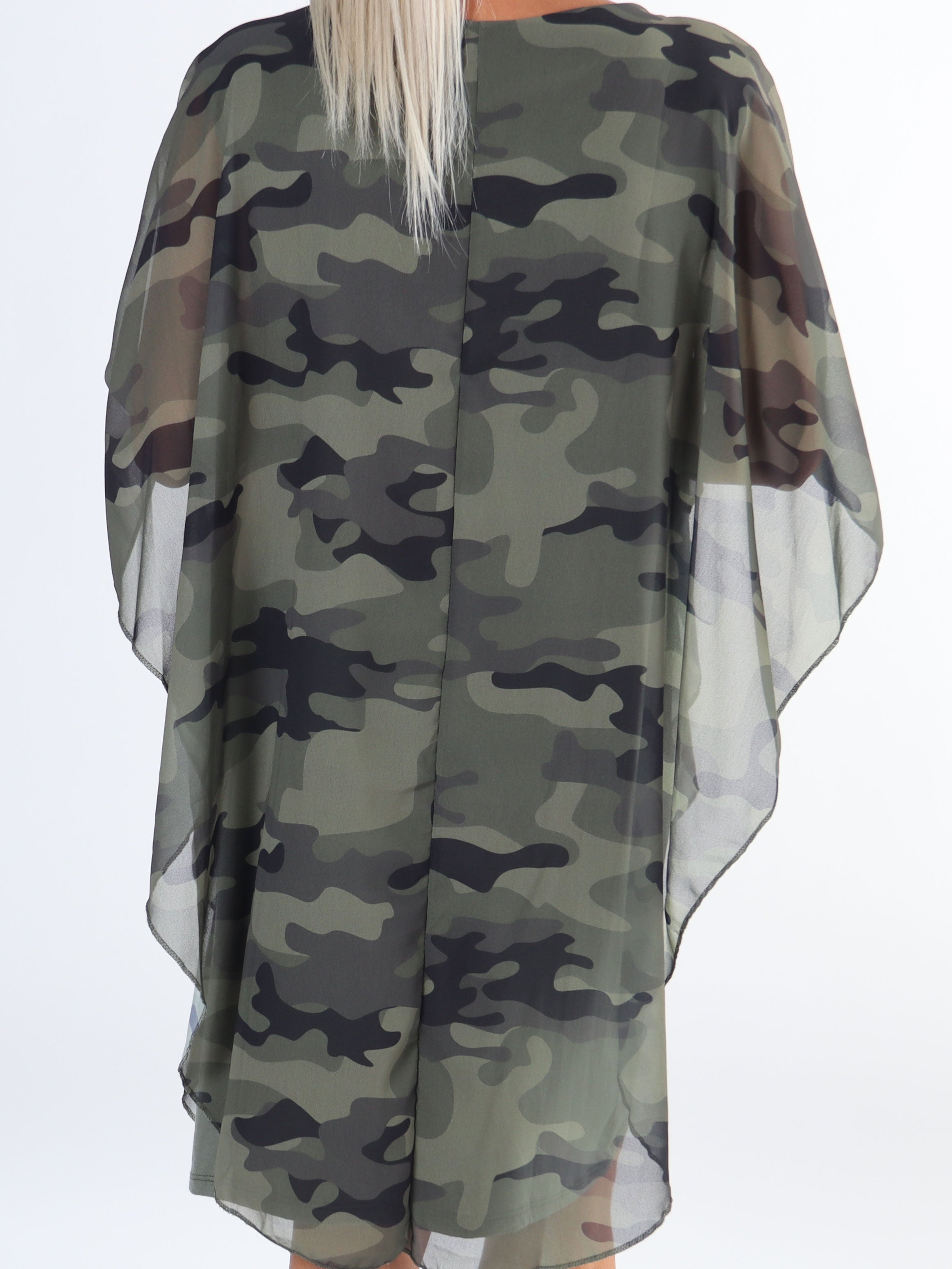 Kenya Camo - Plus size tunikakjole med chiffonlag